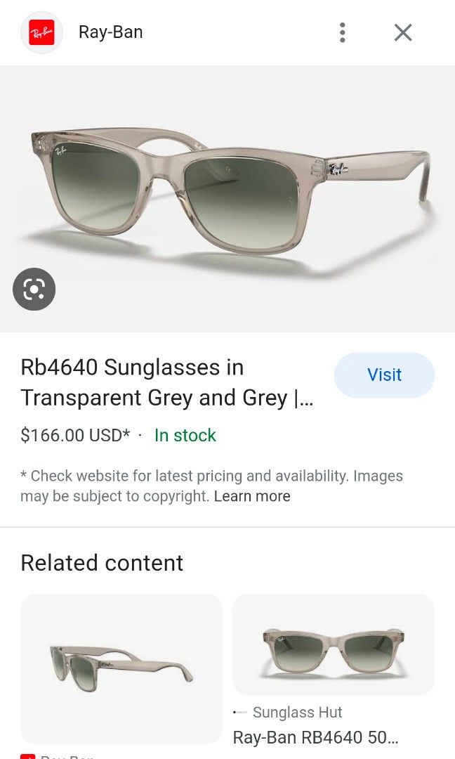 Legit Ray Ban RB 4640 Transparent Grey (Frame only to be used as Eyeglasses),  Men's Fashion, Watches & Accessories, Sunglasses & Eyewear on Carousell