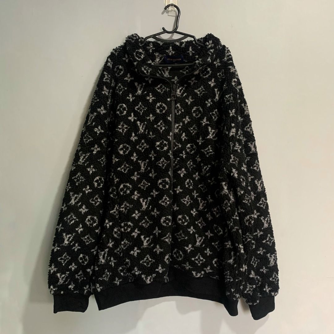 Louis vuitton monogram jacquard discount black fleece zip through jacket