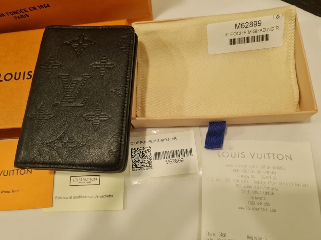 LOUIS VUITTON Pocket Organizer Monogram Shadow Calf Leather Black M62899