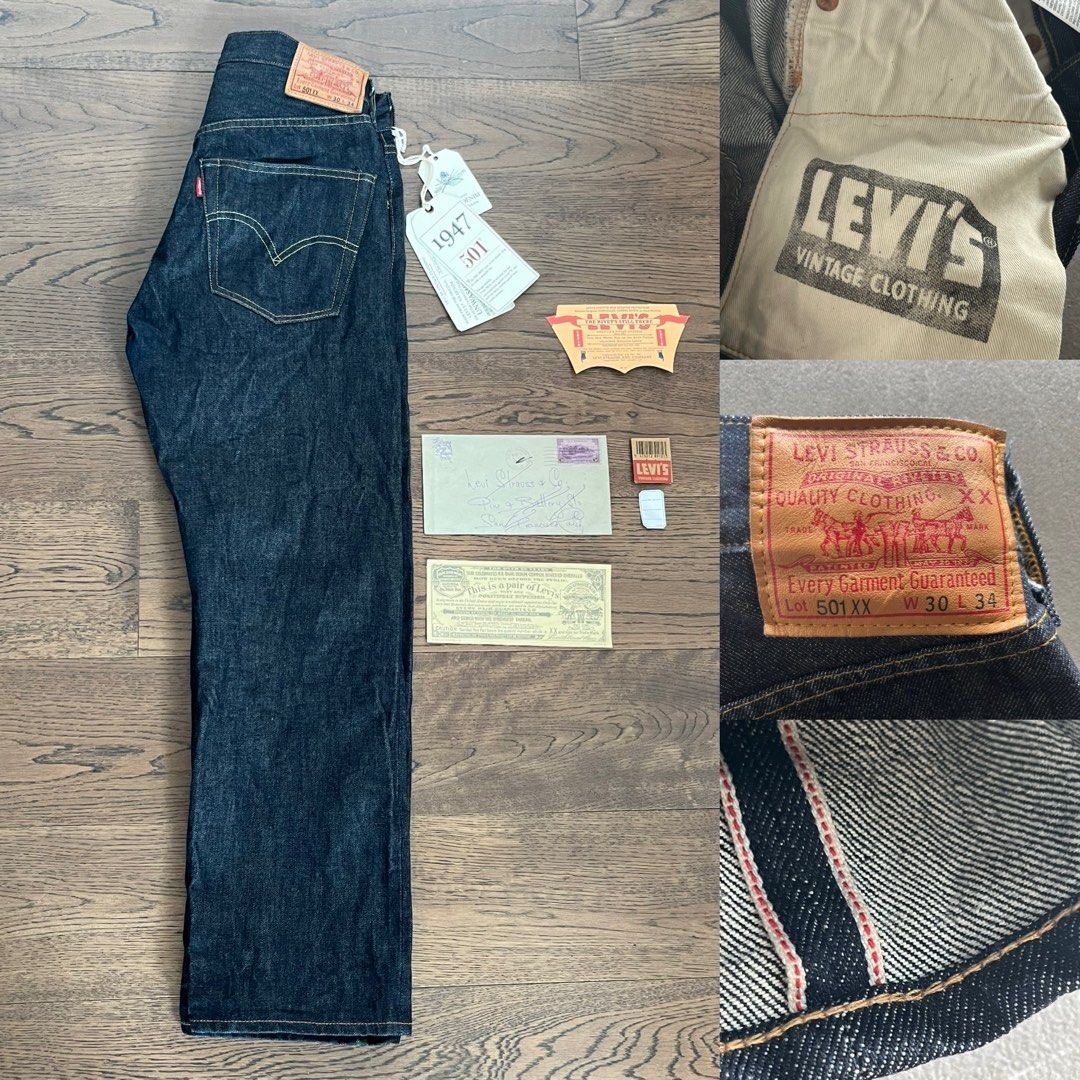 絕版美國製造Levi's Vintage Clothing 1947 501 XX 30W 34L Red 