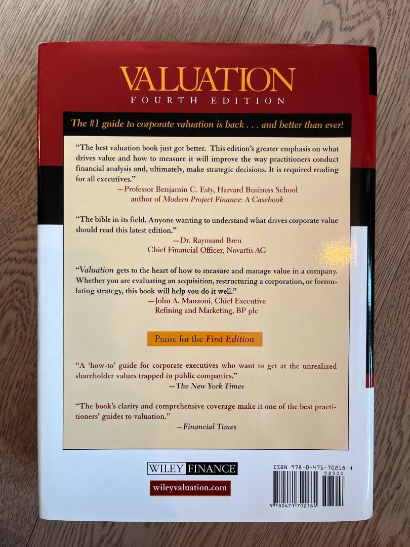 McKinsey Valuation and Managing the Value of Companies book, 興趣及遊戲, 書本