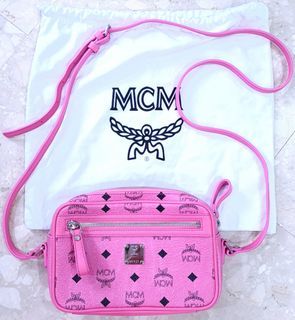MCM Pink Leather Sling Bag