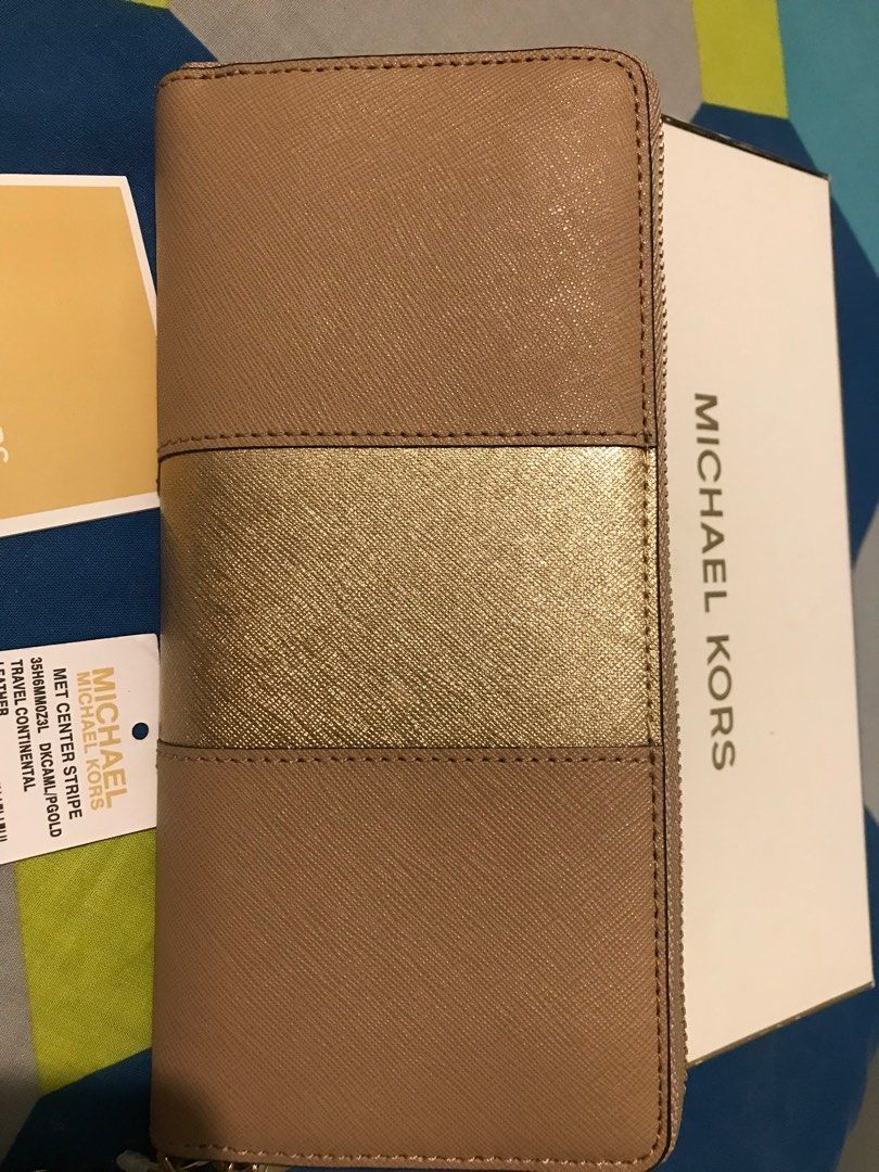 ORIG Michael Kors MET CENTER STRIPE WALLET Luxury Bags Wallets