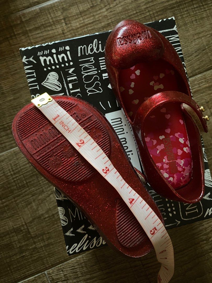 Mini Melissa Ultra Girl Heart Red Glitter Babies Kids Babies Kids Fashion on Carousell