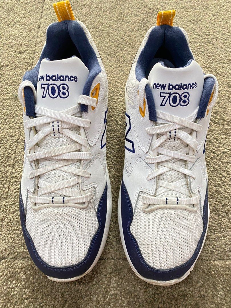 New balance 708 chunky trainers in white & shop navy