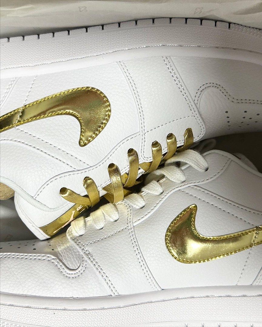 Nike Jordan white gold sneakers