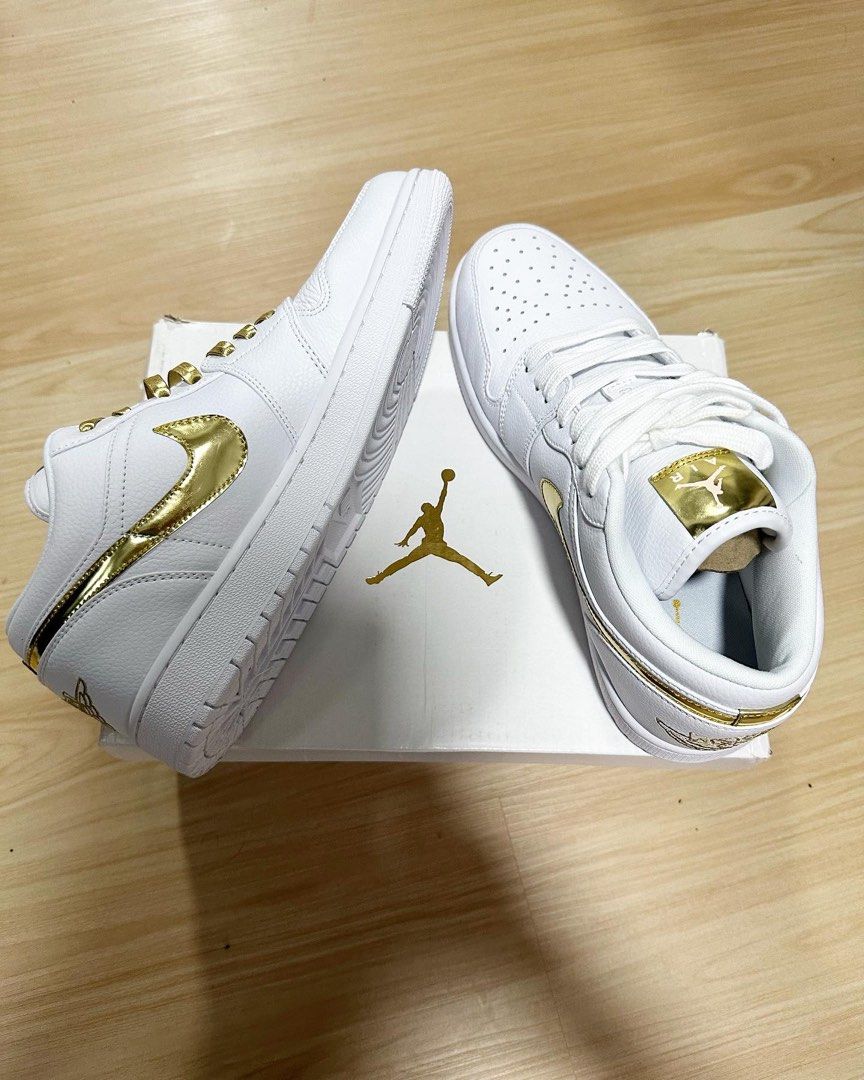 White and gold 2025 sneakers