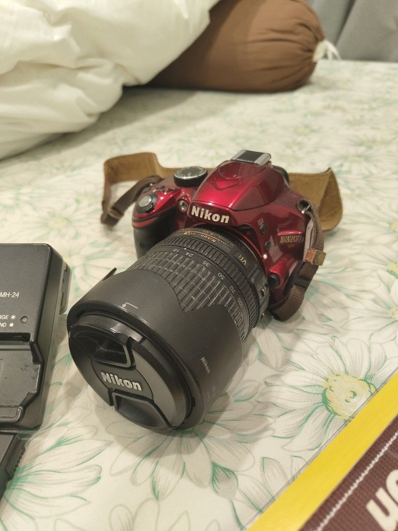 Nikon D3200 Camera Kit (Red) DSLR, Photography, Cameras on Carousell