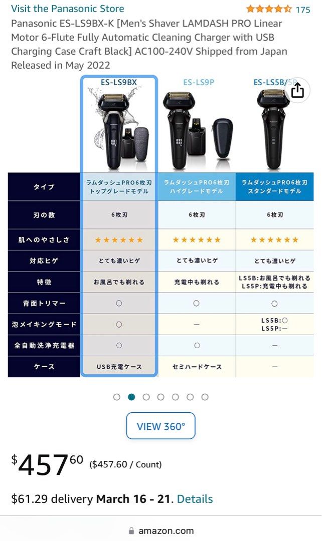 Price Drop] Panasonic ES-LS9BX-K [Men's Shaver LAMDASH PRO Linear