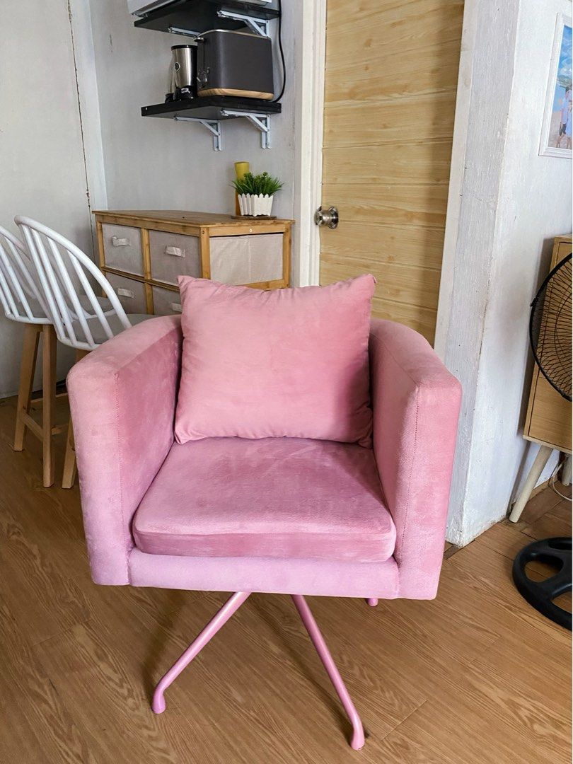 Pink velvet Swivel chair on Carousell