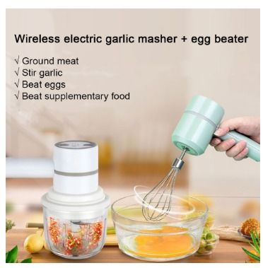 Multifunction Wireless Electric Garlic Chopper Masher Whisk Egg