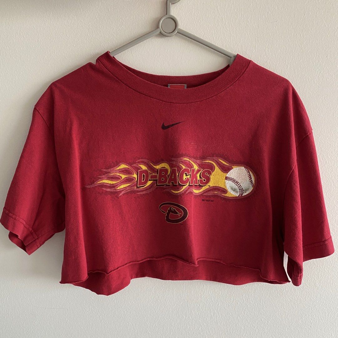 Red nike crop top best sale