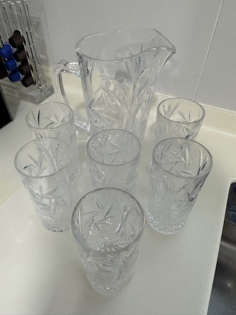 Royal Rocks King Crystal Pitcher Set (7 pieces), Furniture & Home