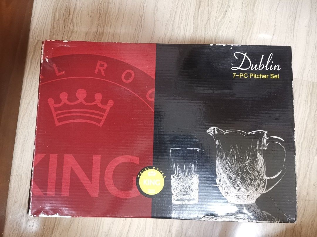 Royal Rocks King Dublin 7 piece Crystal pitcher and glass set