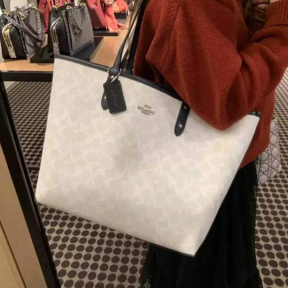 Coach reversible tote best sale white