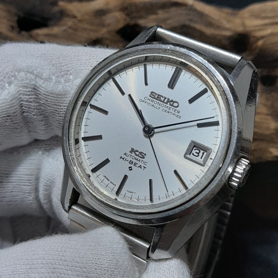 Seiko KS Chronometer 5625 SS AT hibeat 36mm Men, ori crown, date quickset  ok, New crystal, hack feature, clean dial, hibeat  movement with  serial number, later model with screw in backcase,
