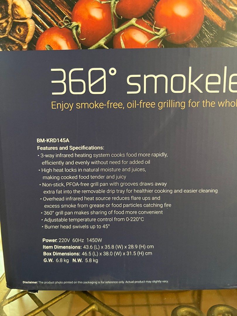 Smokeless Infrared Grill (Category: Cookware & Accessories) located in Paranaque City. Submitted by welcomebuyers (Listing ID 1218629292, Image 3). Description: Brand new unused Rfs dont need it was a gift Bf homes paranaque .