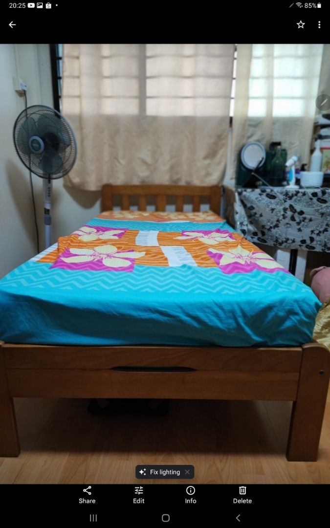 Single bed (Category: Bed Frames & Mattresses) located in Singapore. Submitted by elmocookie (Listing ID 1218689502, Image 1). Description: Selling my preloved super single bed with mattress. good condition.