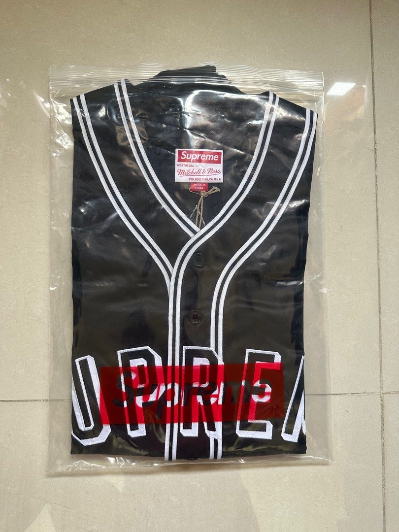 Supreme Mitchell & Ness Satin Baseball Jersey Black, 名牌, 服裝