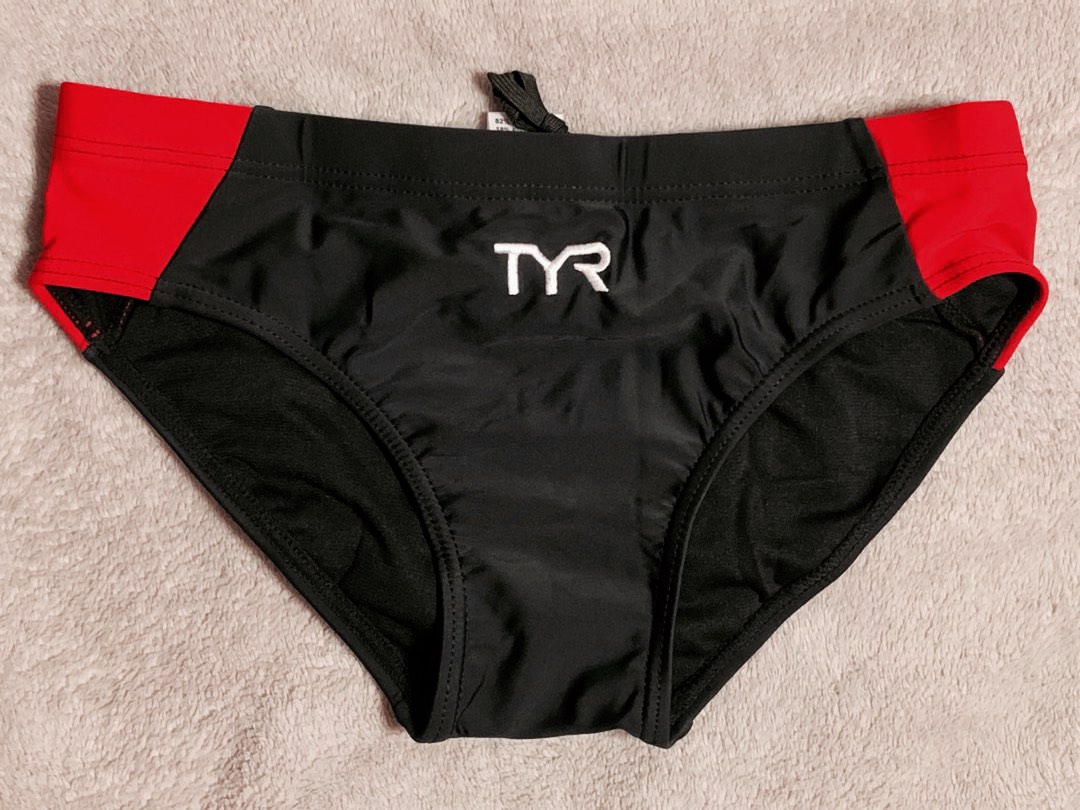 Red and black swim trunks sale