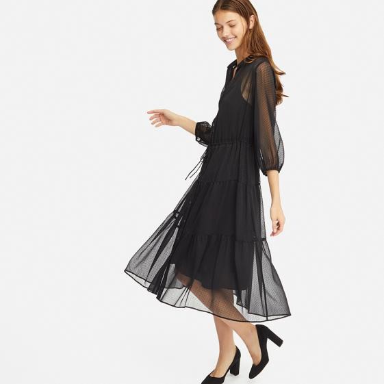 Uniqlo chiffon dress cheap