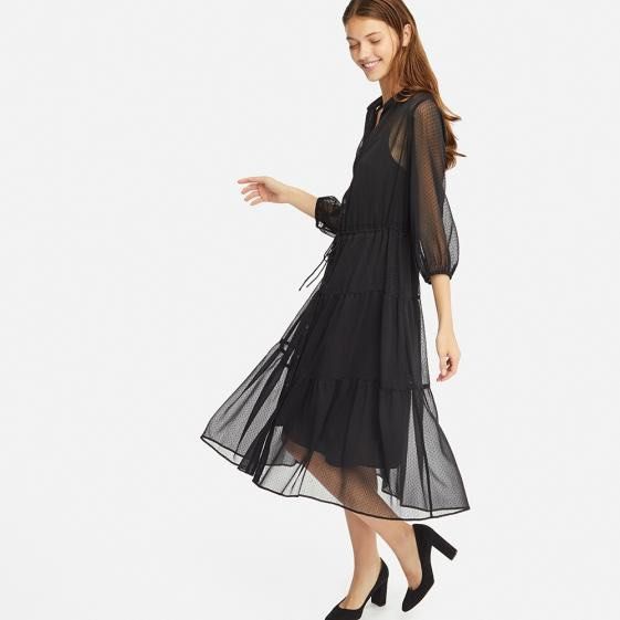 Chiffon button down best sale dress