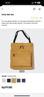 Uniqlo Nylon 2way Backpack & Totebag