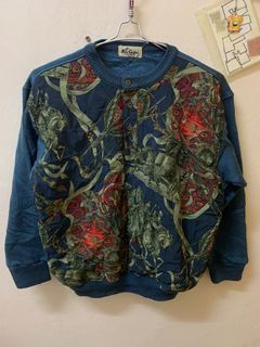 vintage 90s AOP full print art sweatshirt sweater roy gallet sport casual bomber jacket made in japan vtg og y2k
