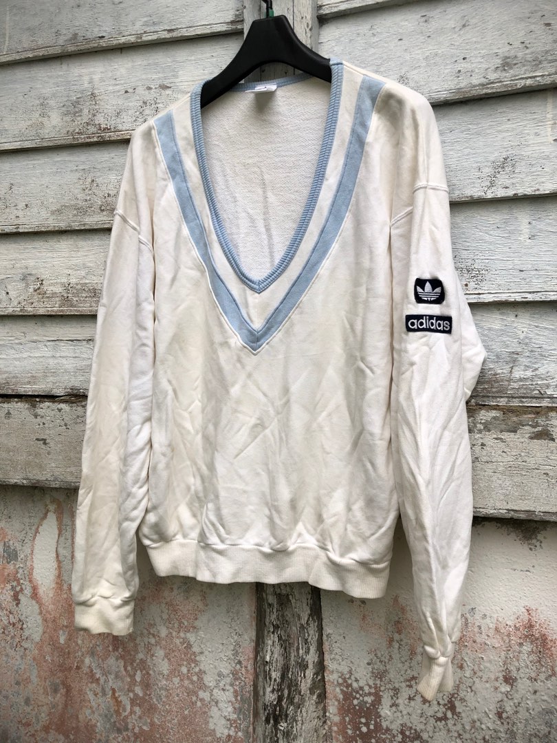 Vintage Adidas V Neck Jumper Cardigan Men s Fashion Tops Sets Hoodies on Carousell
