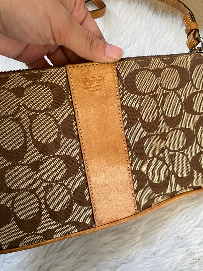 Coach Vintage Signature Canvas & Leather Tan Brown Wristlets