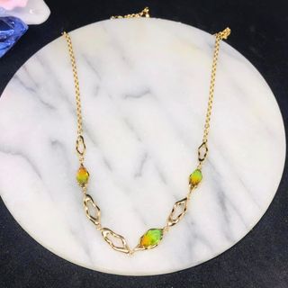 Yellow Green Orange Ombre colored stones with special chain necklace high quality hypoallergenic