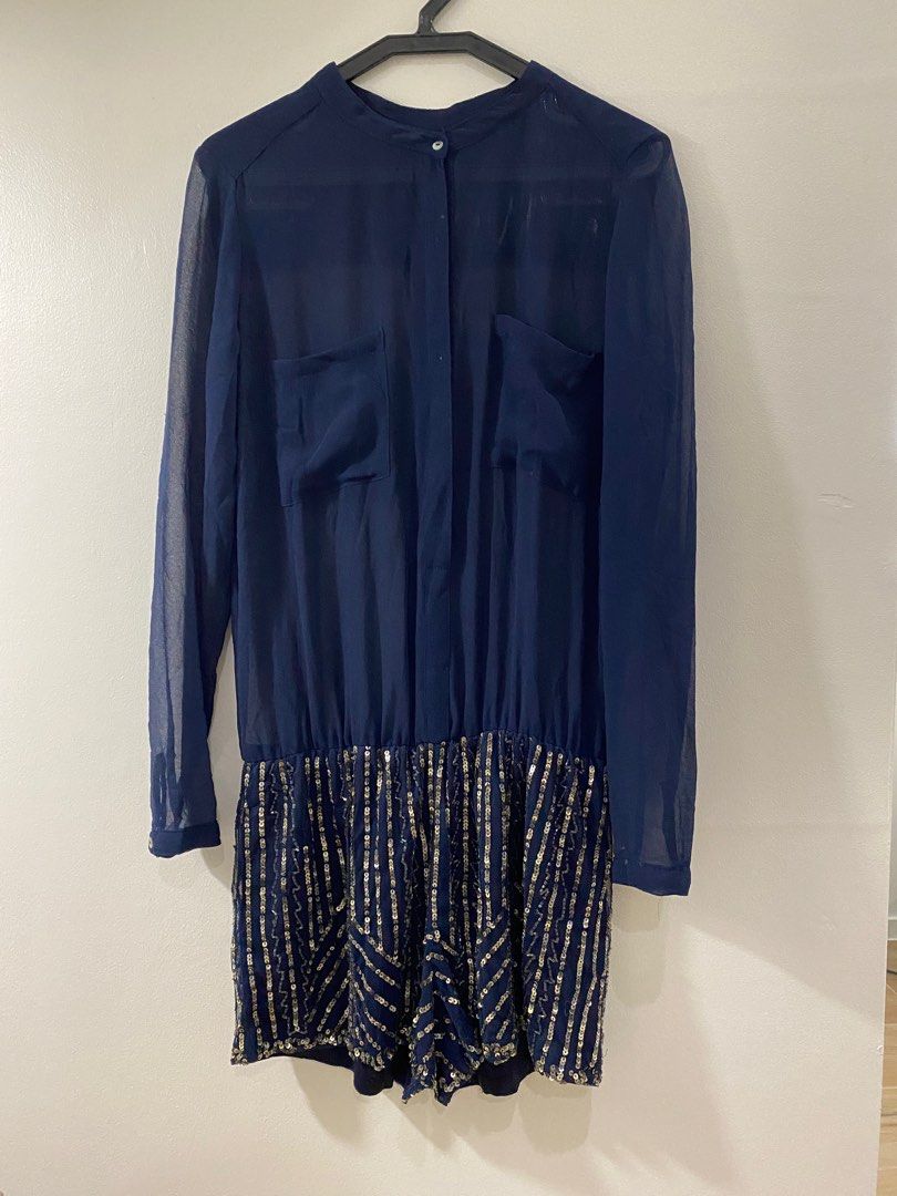 Zara navy Blue romper w beaded Shorts (Category: Rompers) located in Antipolo. Submitted by abc__mart (Listing ID 1218595945, Image 1). Description: Fits XS to S.