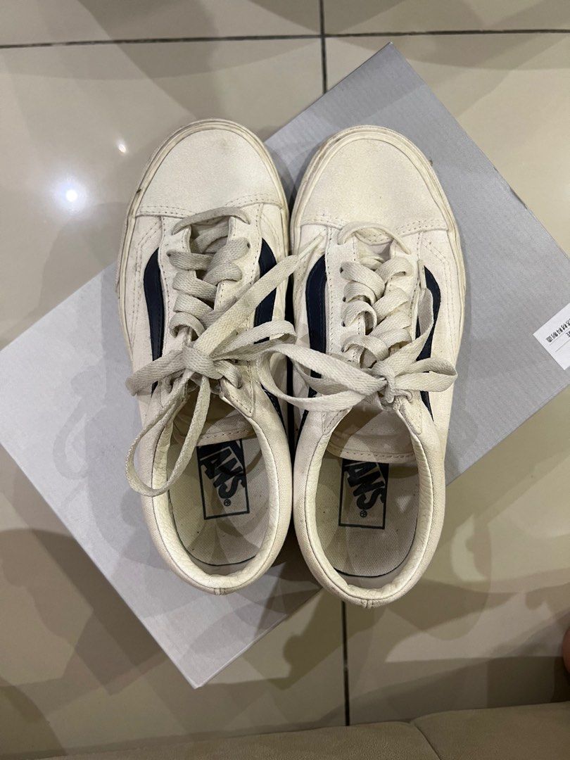 100 Original Blue White Vans Sneaker Women Men Size 38