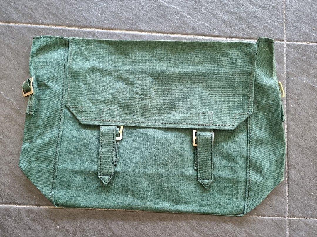 1980s Canvas School Bag Beg Sekolah Lama NOS New Vintage army