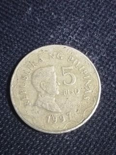 1997 5 peso coin