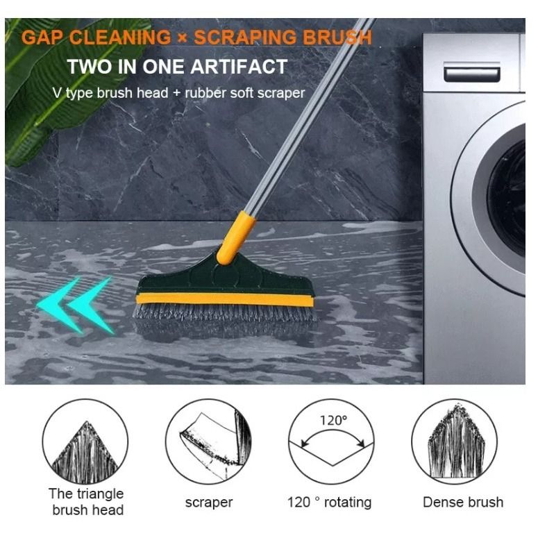 2 In 1 Bathroom scrub brush Adjustable Bathroom Toilet V Shape Wiper ...