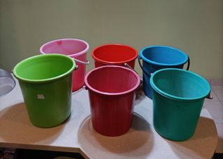 6 pcs of plastic pail, 32 cm dia and 32cm high