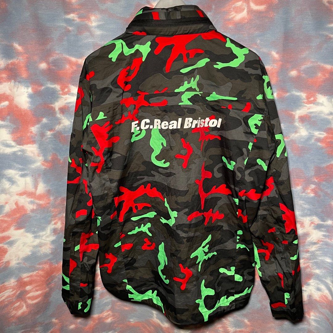 90% new FCRB nike full zip hooded jacket blouse Red green camo