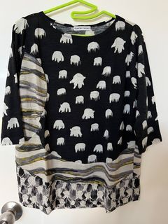 90% new Tsumori Chisato TC 黑白圖案毛 top