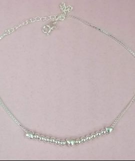 925 Heart Beads Silver Anklet