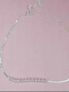 925 Small Beads Silver Anklet