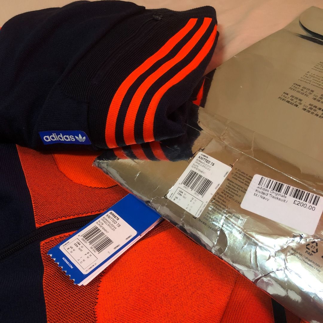 Adidas knitted tracksuit bold orange clearance