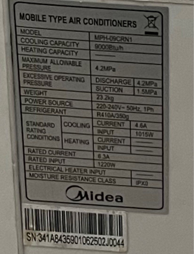 Air conditioner Midea 1.0HP PH Series Portable Air Cond MPH09CRN1