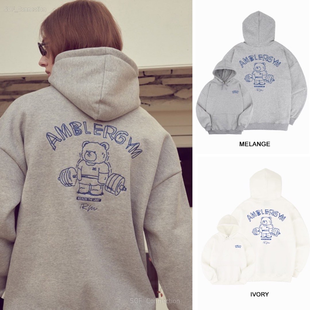 [AMBLER] Bear Overfit Long Sleeve Hoodie, Women's Fashion, Coats