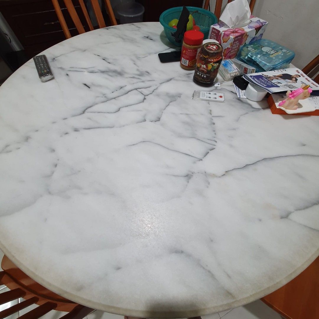 Antique Round Marble Dining Table, Furniture & Home Living, Furniture