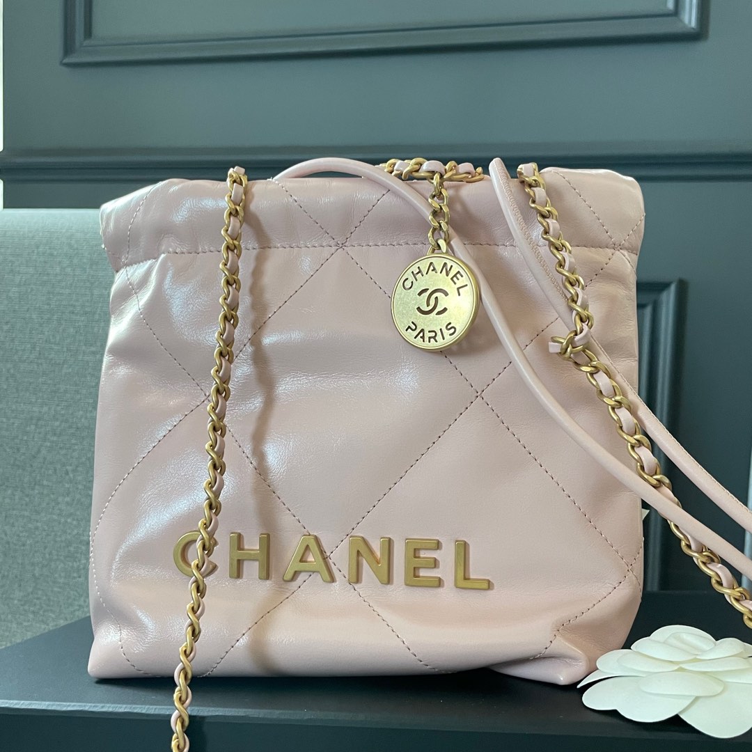 RESERVED - Authentic Chanel 23S Mini 22 Light Pink Calfskin Bag GHW ...