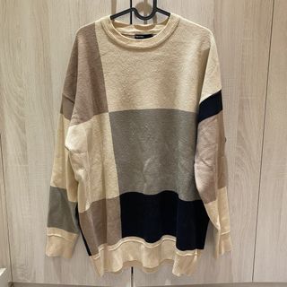 bershka 長袖 毛衣 拼接 格紋 古著 cityboy