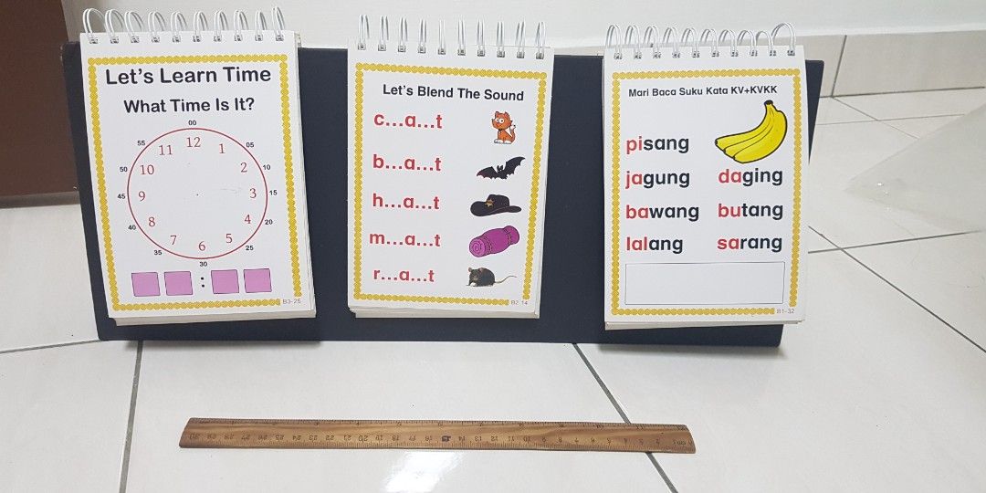 BIG Flash card flip card suku kata phonics mathematics, Hobbies & Toys