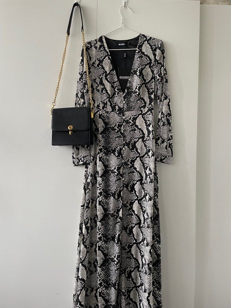 New with tag Black snake button down maxi dress uk 4 from
