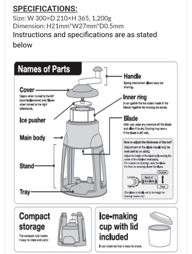 [BNIB] Doshisha Ice Shaver, TV & Home Appliances, Kitchen Appliances